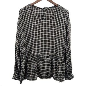 MADEWELL Button-Back Peplum Top in black pink dark size XL